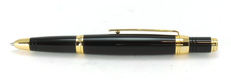 A gold & black chrome Beaufort Zephyr pen kit, made from a Semplicita SHDC Jet Black  pen blank