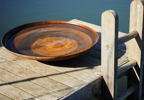 Corten Steel Curved Water Bowl