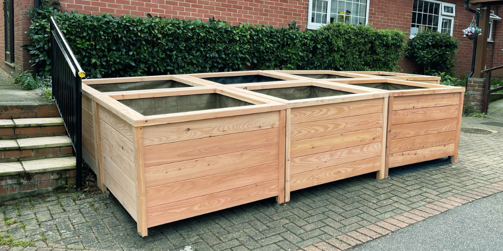 large wooden planters