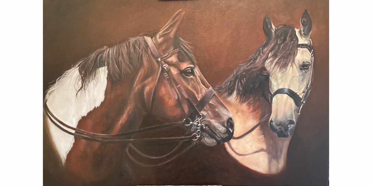 Oil Painting of two horses