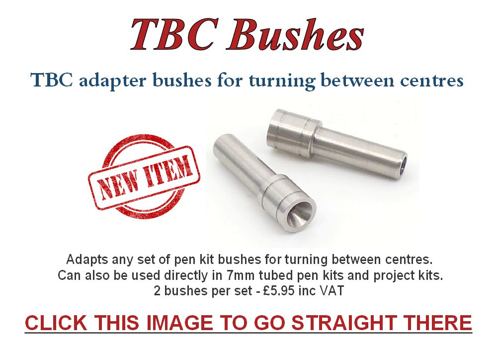 TBC adapter bushes for adapting any set of pen kit bushes for turning between centres