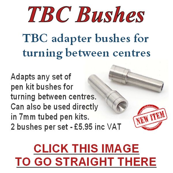 TBC adapter bushes for adapting any set of pen kit bushes for turning between centres