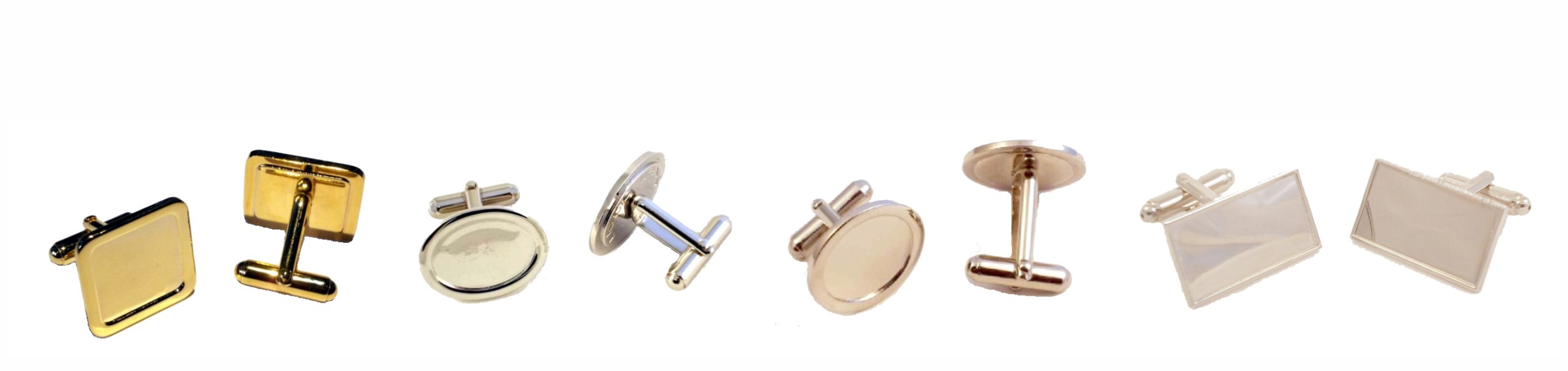 Cufflink Blanks with Clear Domes.