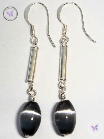 Cats Eye Silver Earrings