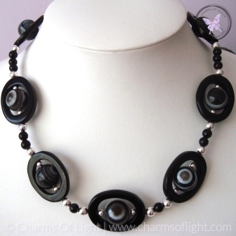 Black Agate & Bulls Eye Agate Necklace