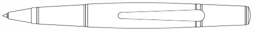 Beaufort Sirocco ballpoint pen kit - line drawing of assembled pen